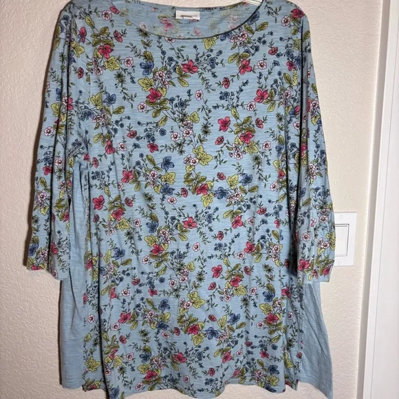 J. Jill Blue 3/4 Sleeve Boxy Tunic - Picture 1 of 8